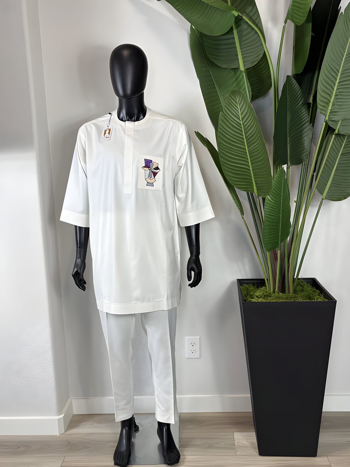 Off White Men’s Senator Wear with African Print Pocket Detail