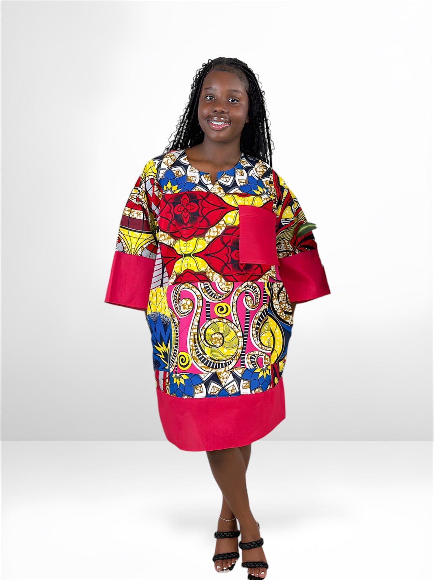 Sunburst Dashiki Dress Blue/Pink / Aso/Ankara / Size 8 Sunburst Dashiki Dress Blue/Pink / Aso/Ankara / Size 8