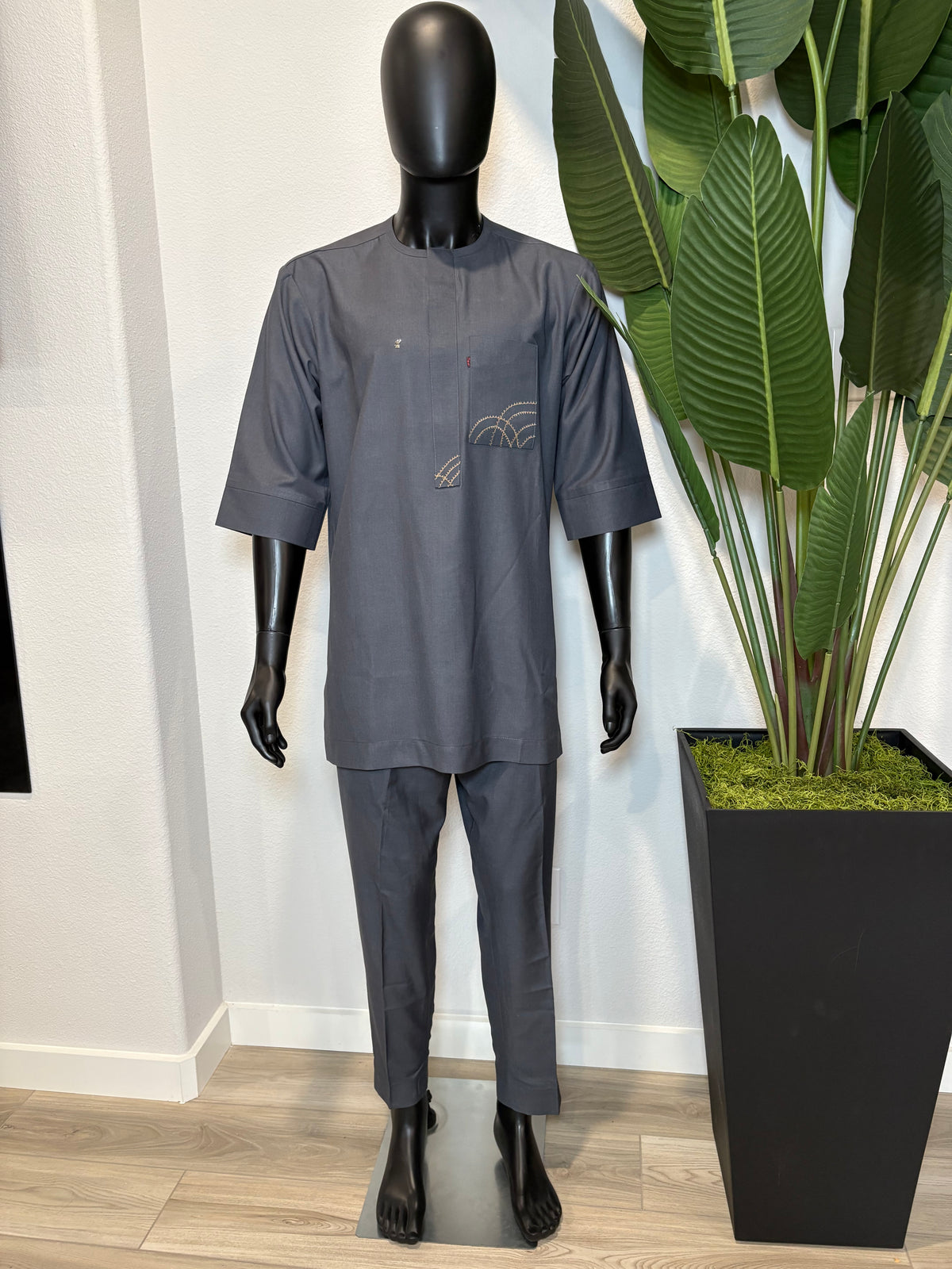 Ash grey 3/4 sleeve men's senator native