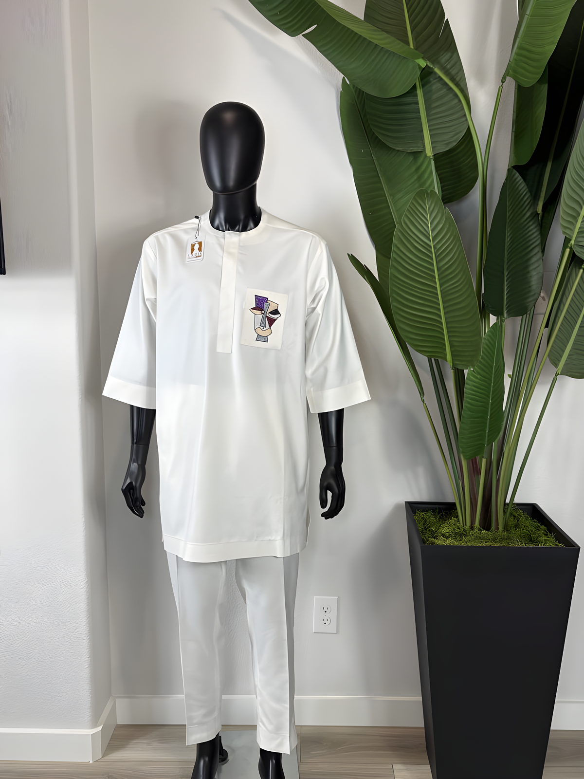 Off White Men’s Senator Wear with African Print Pocket Detail