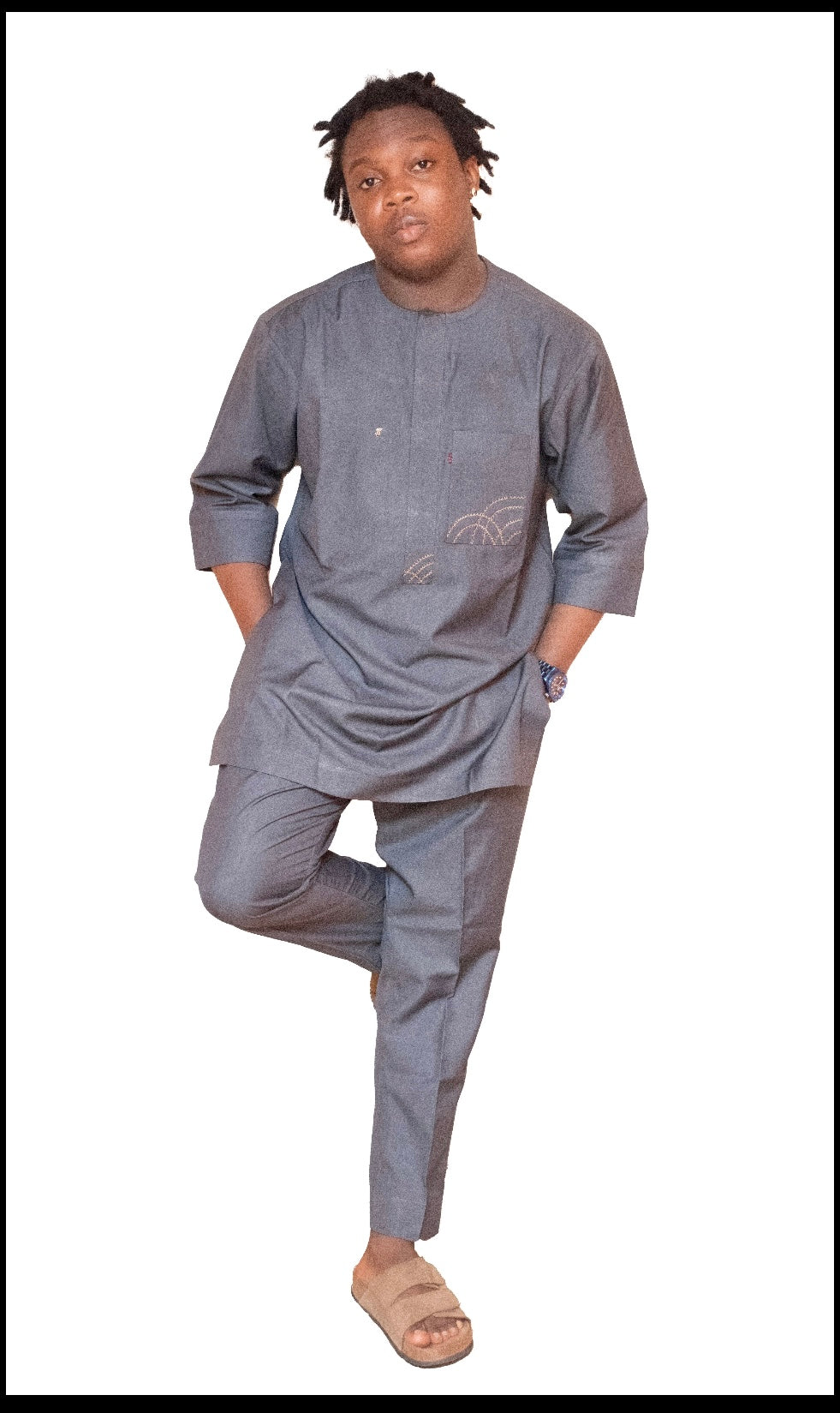 Ash grey 3/4 sleeve men's senator native