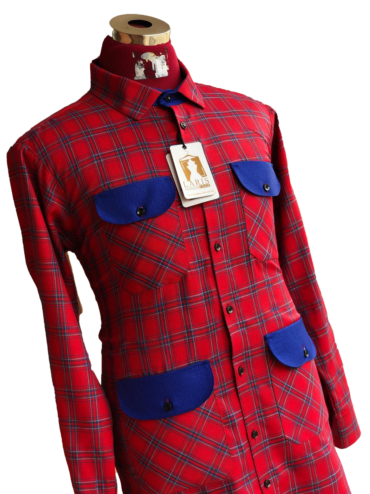 Checked shirt,long sleeves paired with blue pants planned