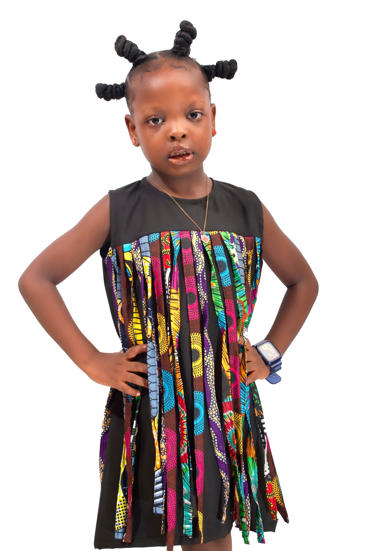 Mimi crepe gown with Ankara fringes