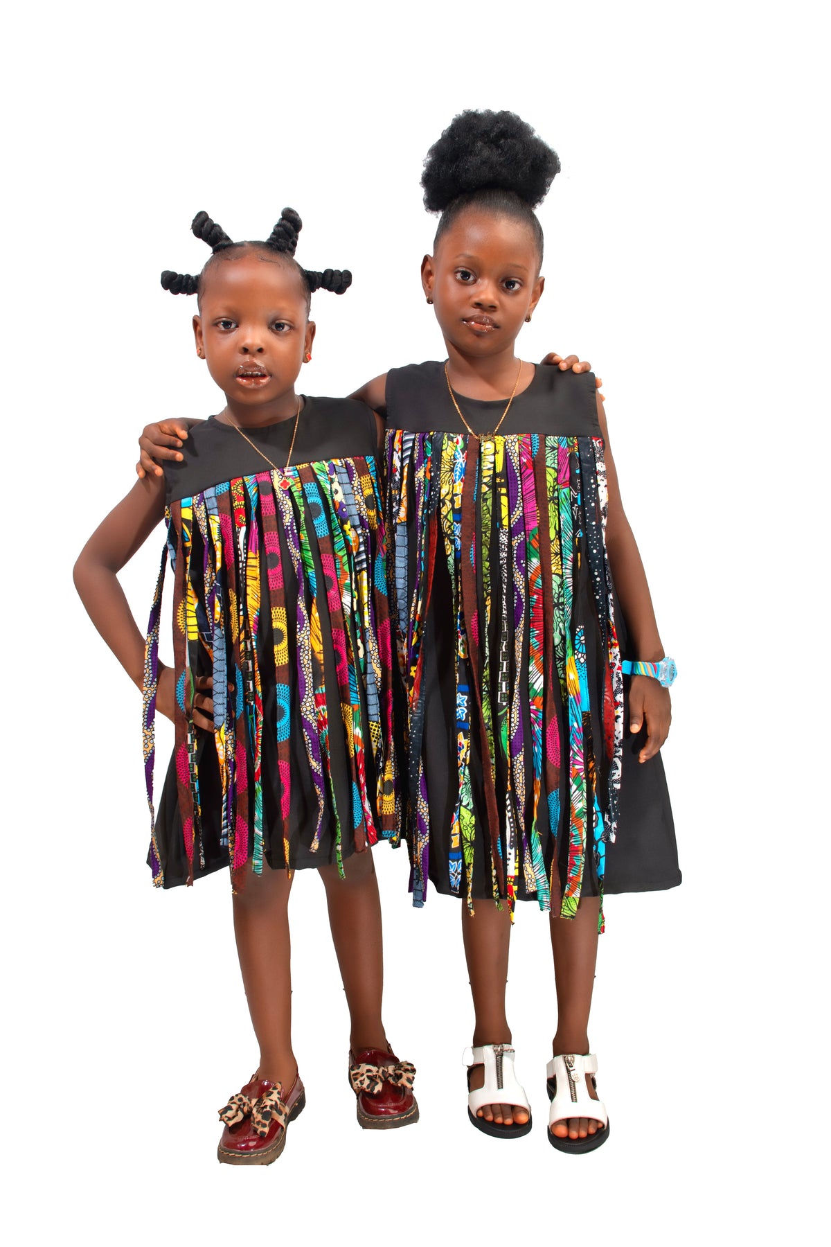 Mimi crepe gown with Ankara fringes