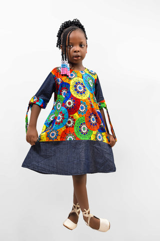 Nahila denim/Ankara gown